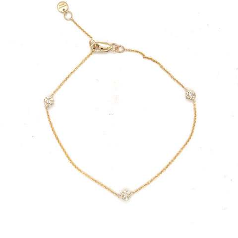Daffodil Triple flower 9kt Gold 0.12ct Diamond Bracelet -  Paddington Jeweller - Ojco