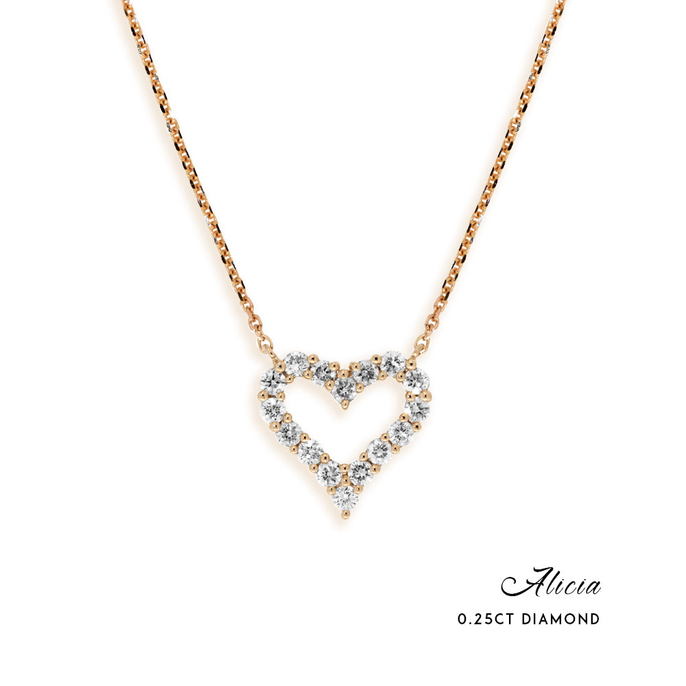 ALICIA - 0.25ct Diamond Heart Open Heart Necklace -  Paddington Jeweller - OJ Co