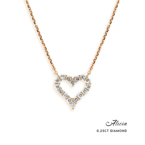 ALICIA - 0.25ct Diamond Heart Open Heart Necklace -  Paddington Jeweller - OJ Co