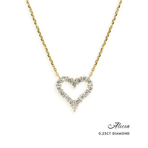 ALICIA - 0.25ct Diamond Heart Open Heart Necklace -  Paddington Jeweller - OJ Co