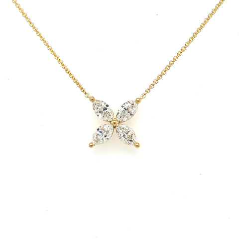Custom made for Nicole  - 18kt Yellow Gold 0.75ct white diamond flower necklace -  Paddington Jeweller - Ojco
