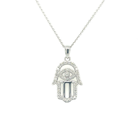 9kt white gold 0.21ct Diamond Hamsa Pendant and Chain -  Paddington Jeweller - Ojco