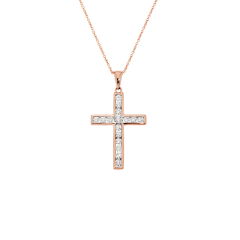 Grace 0.15ct diamond cross necklace in rose gold with  chain