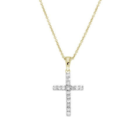 0.15ct Diamond Claw Set Cross Pendant and Chain -  Paddington Jeweller - OJ Co