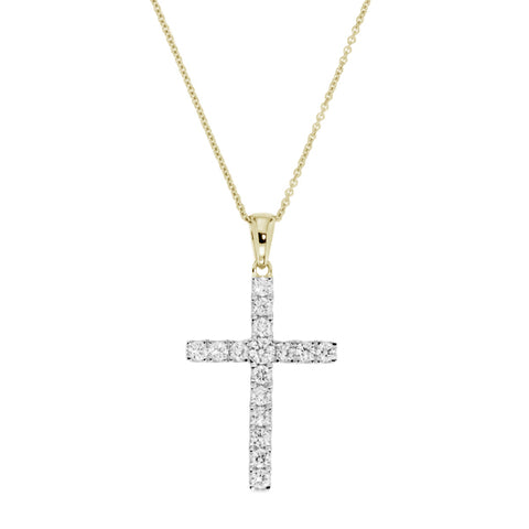 0.50ct Diamond Claw Set Cross Pendant and Chain -  Paddington Jeweller - OJ Co
