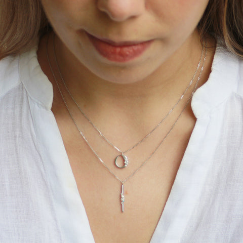 AMELIA - White and Blue Diamond Drop Pendant and Chain -  Paddington Jeweller - OJ Co