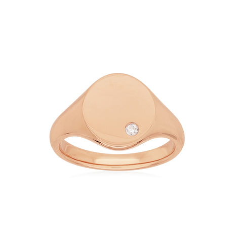 AUBREY - 0.01ct Diamond Unisex Signet Ring -  Paddington Jeweller - OJ Co