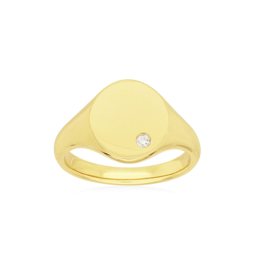 AUBREY - 0.01ct Diamond Unisex Signet Ring -  Paddington Jeweller - OJ Co