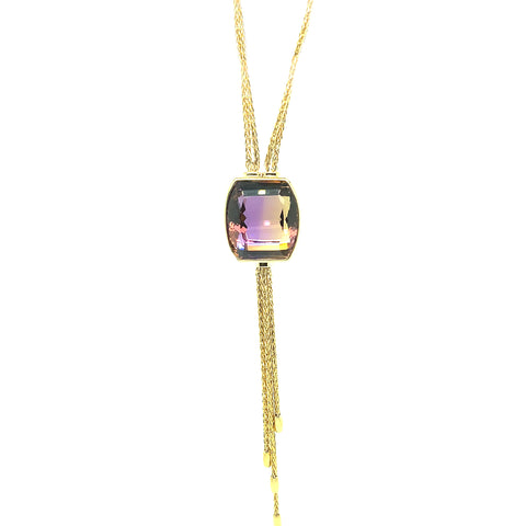 Custom Made  -_9kt Yellow Gold Ametrine Lariat Necklace -  Paddington Jeweller - OJ Co