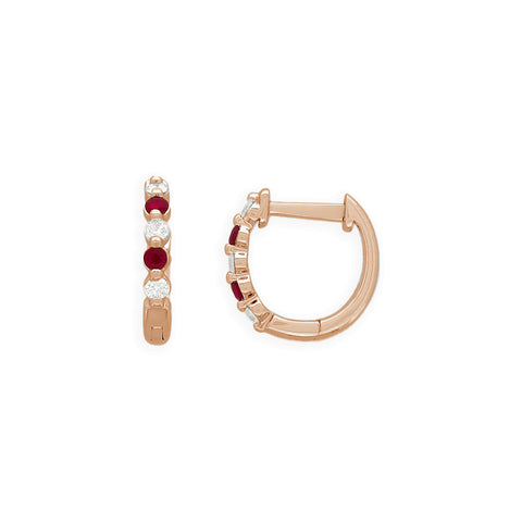 RUBINA - 0.15ct Diamond and 0.22ct Ruby Huggie Earrings -  Paddington Jeweller - OJ Co