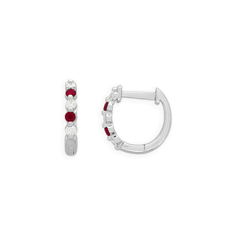 RUBINA - 0.15ct Diamond and 0.22ct Ruby Huggie Earrings -  Paddington Jeweller - OJ Co