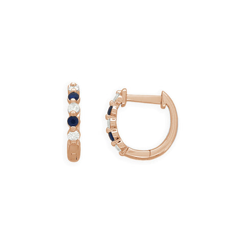 ODETTA - 0.15ct Diamond and 0.22ct Blue Sapphire Huggie Earrings -  Paddington Jeweller - OJ Co