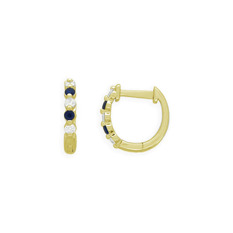 ODETTA - 0.15ct Diamond and 0.22ct Blue Sapphire Huggie Earrings -  Paddington Jeweller - OJ Co