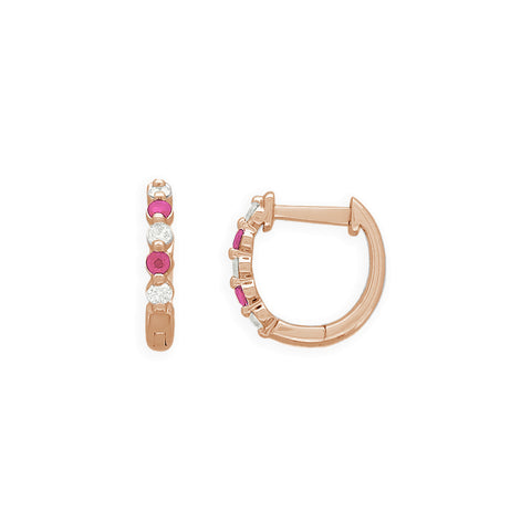 ROSANNA - 0.15ct Diamond and 0.22ct Pink Sapphire Huggie Earrings -  Paddington Jeweller - OJ Co