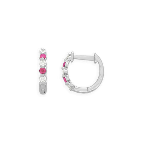 ROSANNA - 0.15ct Diamond and 0.22ct Pink Sapphire Huggie Earrings -  Paddington Jeweller - OJ Co