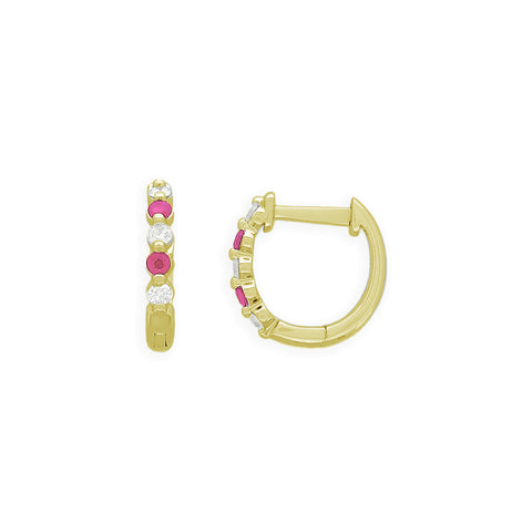 ROSANNA - 0.15ct Diamond and 0.22ct Pink Sapphire Huggie Earrings -  Paddington Jeweller - OJ Co