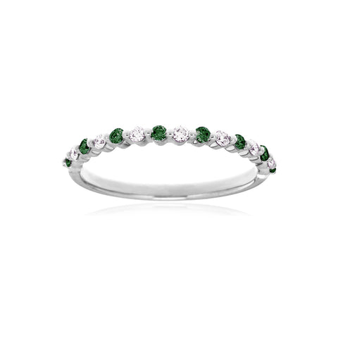 DAPHNE -  0.10ct Diamond and 0.18ct Emerald Ring -  Paddington Jeweller - OJ Co