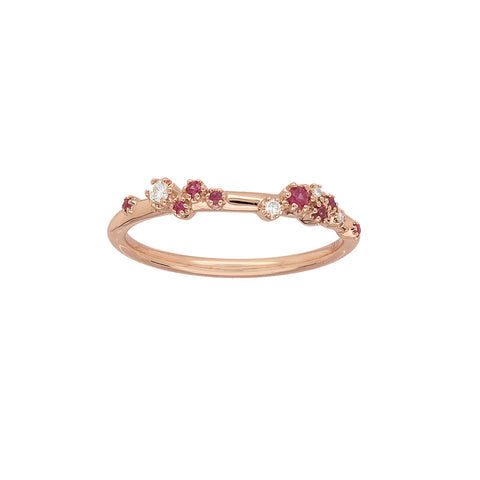 STELLA - White Diamond and Pink Sapphire Petite Stacker Ring -  Paddington Jeweller - OJ Co