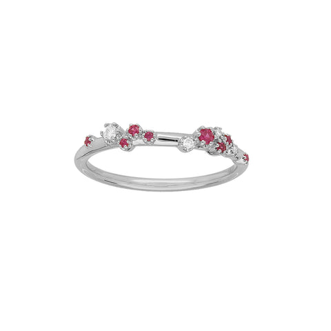 STELLA - White Diamond and Pink Sapphire Petite Stacker Ring -  Paddington Jeweller - OJ Co