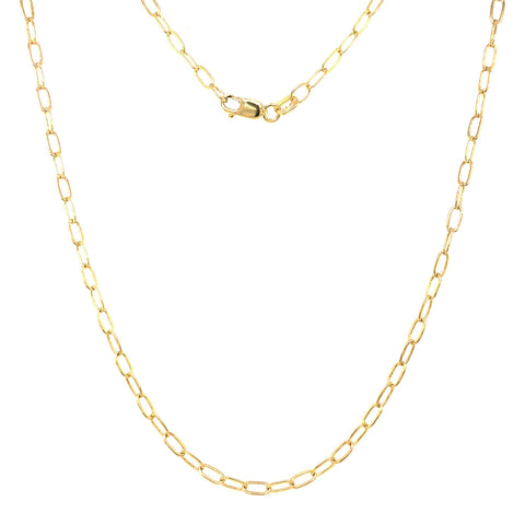 9kt Yellow Gold Open Link Hammered  Cut 50cm Chain, 3.4gr 2mm -  Paddington Jeweller - OJ Co