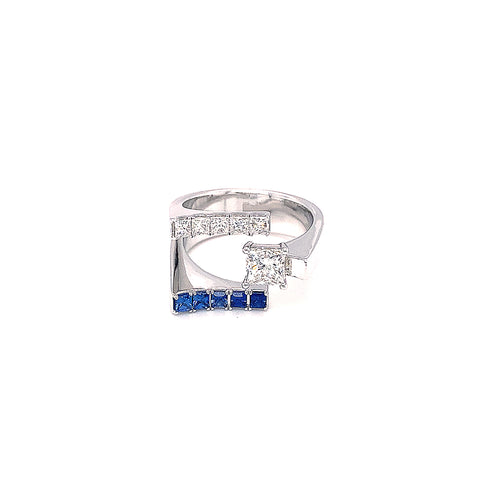 Custom Made  for Dianne - 9kt white gold diamond and sapphire dress ring  ( customer diamonds ) -  Paddington Jeweller - OJ Co
