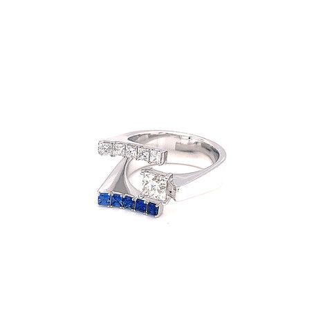 Custom Made  for Dianne - 9kt white gold diamond and sapphire dress ring  ( customer diamonds ) -  Paddington Jeweller - OJ Co