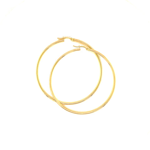 2x50mm Plain Hoop Earrings in 9kt Yellow Gold -  Paddington Jeweller - OJ Co