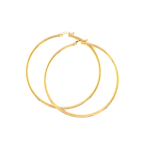 2x60mm Plain Hoop Earrings in 9kt Yellow Gold -  Paddington Jeweller - OJ Co