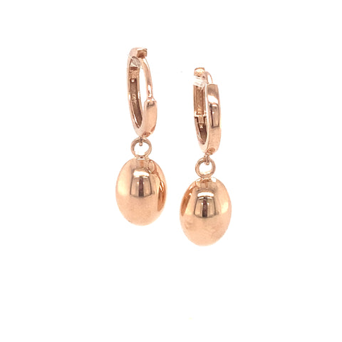 9kt Rose Gold Huggie Oval Ball Drop Earrings -  Paddington Jeweller - Ojco