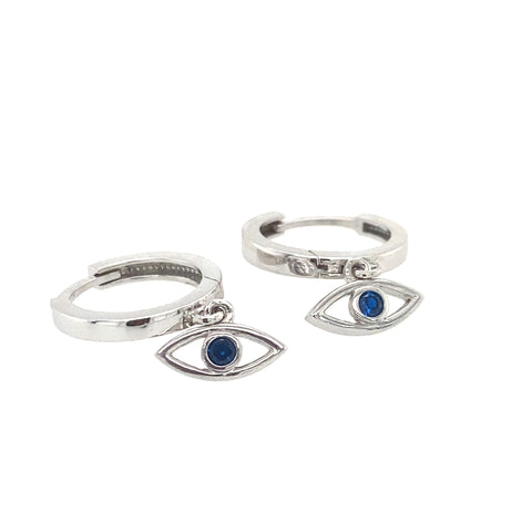 9kt White Gold Drop Huggie with CZ Eye Earrings -  Paddington Jeweller - Ojco