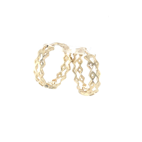 9kt Yellow Gold Diamond Cutout 10mm Huggie Earrings -  Paddington Jeweller - Ojco