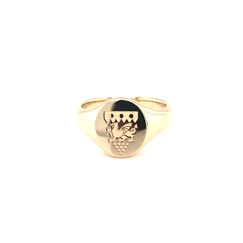 Custom Made for Emma -9kt Yellow Gold Signet Ring with Family Crest -  Paddington Jeweller - OJ Co