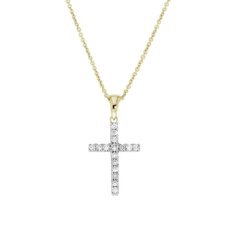 0.15ct Diamond Claw Set Cross Pendant and Chain -  Paddington Jeweller Sydney