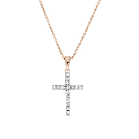 Faith diamond cross pendant in rose gold