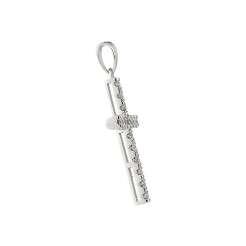 Faith diamond cross pendant in white gold side view