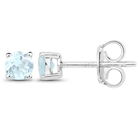 Aquamarine  Stud Earrings in 9kt White Gold 2=0.53CT -  Paddington Jeweller - Ojco