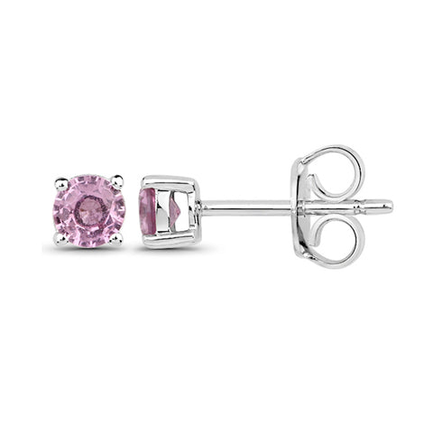 Pink Sapphire Stud Earrings in 9kt White Gold -  Paddington Jeweller - OJ Co