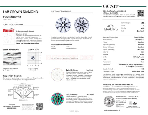 1.50ct Round Brilliant Cut LAB Grown  Diamond -  Paddington Jeweller - Ojco