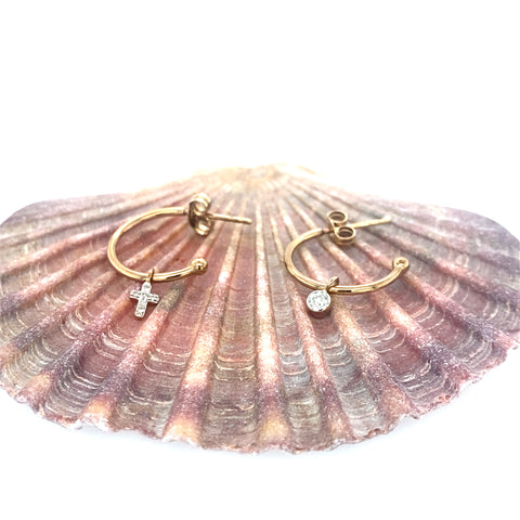 Plain "T" Hoop Earrings in 9kt Gold -  Paddington Jeweller - Ojco