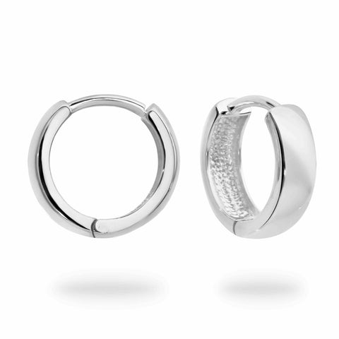 18mm Plain Huggie Earrings in 9kt White Gold -  Paddington Jeweller - Ojco