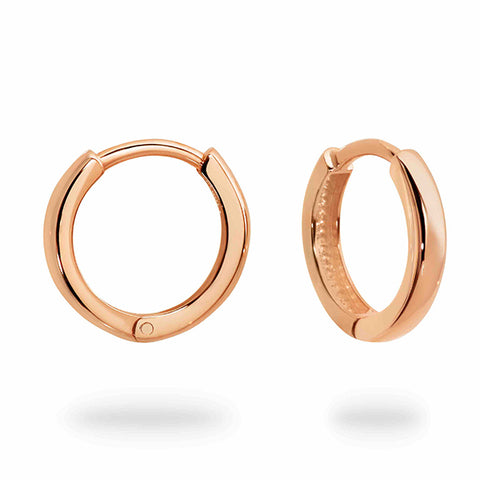 12.30mm Plain Round Profile Huggie Earrings in 9kt Rose Gold -  Paddington Jeweller - OJ Co