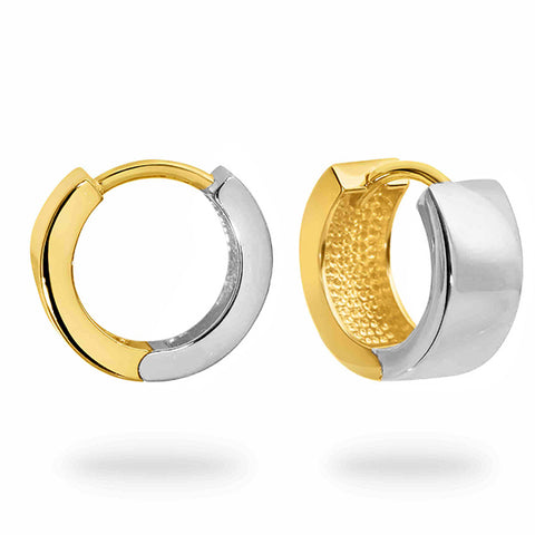 Two Tone 12.45mm Square Huggie Earrings in 9kt Yellow and White Gold -  Paddington Jeweller - OJ Co