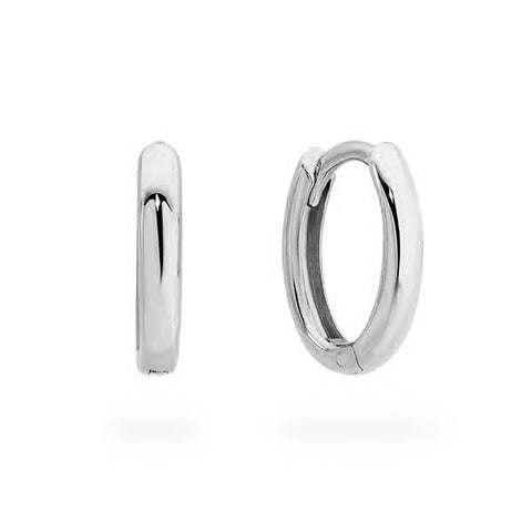 11.80mm Oval Huggie Earrings in 9kt White Gold -  Paddington Jeweller - OJ Co