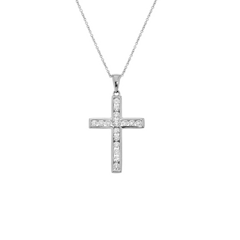 Grace 0.15ct diamond cross necklace in rose gold with matching chain Christian religion