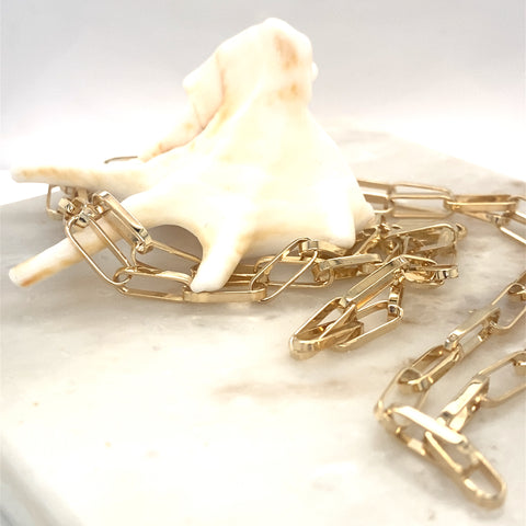 9kt Yellow Gold 60cm 12.1gram Solid Small Paperclip Chain -  Paddington Jeweller - Ojco