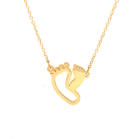 9kt Yellow Gold Footprints Necklet -  Paddington Jeweller - OJ Co