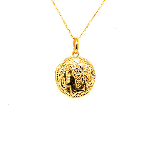 9kt Yellow Gold Ancient Greek Medallion Pendant -  Paddington Jeweller - OJ Co