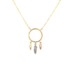 9kt Yellow, White and Rose Gold Circle with Feathers Necklet -Paddington Jeweller - OJ Co