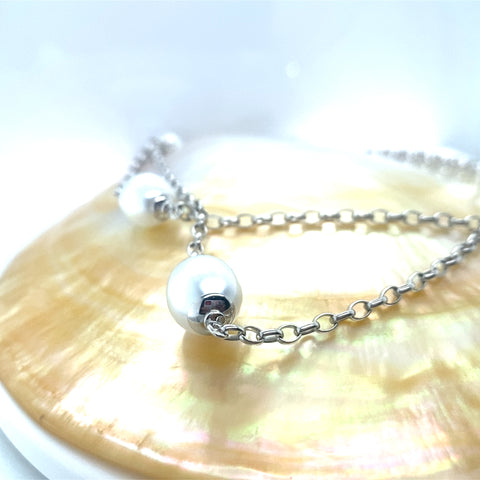 AUTORE  9-10mm White South Sea Pearl Necklace in Sterling Silver -  Paddington Jeweller - Ojco