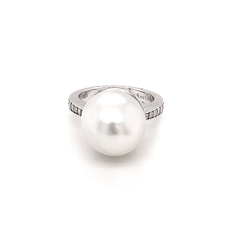 AUTORE 13mm South Sea Pearl and Diamonds Ring in Sterling Silver -  Paddington Jeweller - OJ Co